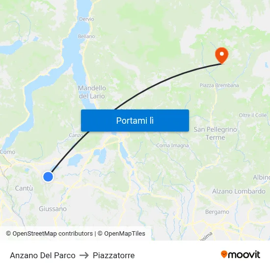 Anzano Del Parco to Piazzatorre map