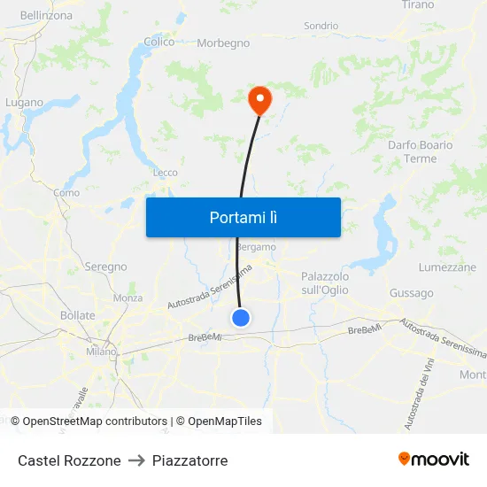 Castel Rozzone to Piazzatorre map