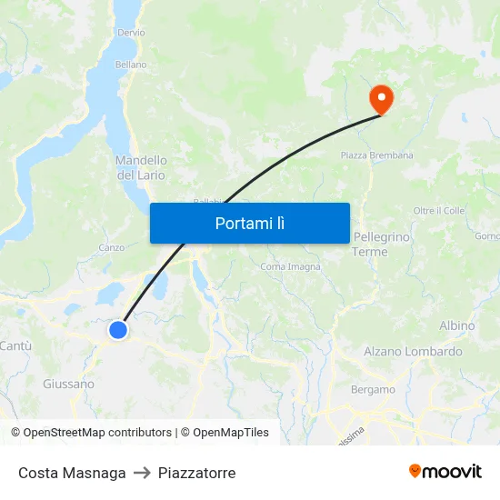 Costa Masnaga to Piazzatorre map