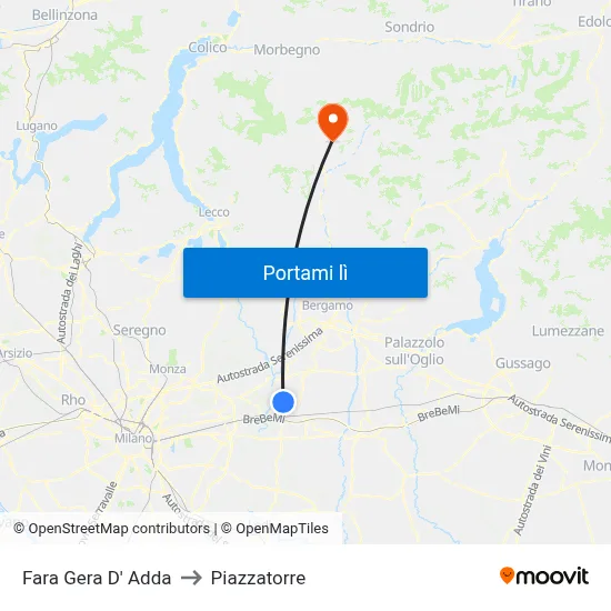 Fara Gera D' Adda to Piazzatorre map