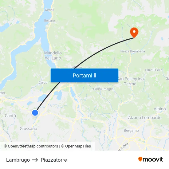 Lambrugo to Piazzatorre map