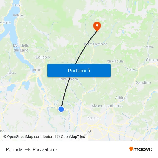 Pontida to Piazzatorre map