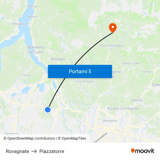 Rovagnate to Piazzatorre map