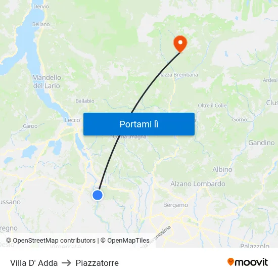 Villa D' Adda to Piazzatorre map