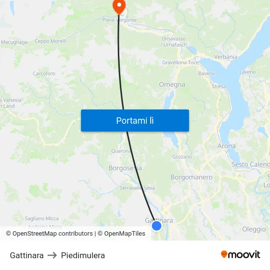 Gattinara to Piedimulera map