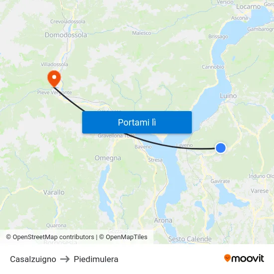 Casalzuigno to Piedimulera map