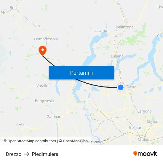 Drezzo to Piedimulera map