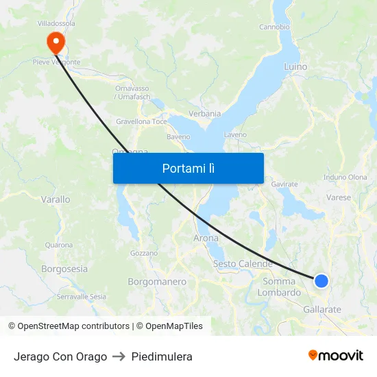 Jerago Con Orago to Piedimulera map