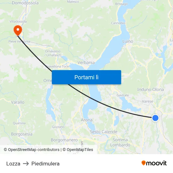 Lozza to Piedimulera map