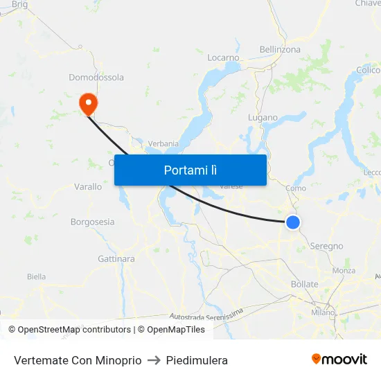 Vertemate Con Minoprio to Piedimulera map