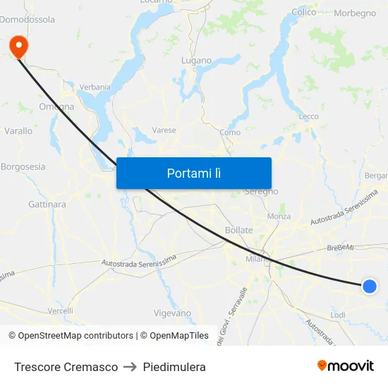 Trescore Cremasco to Piedimulera map