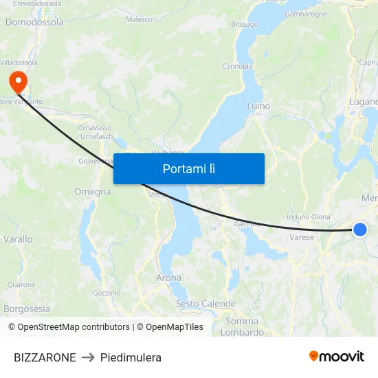 BIZZARONE to Piedimulera map
