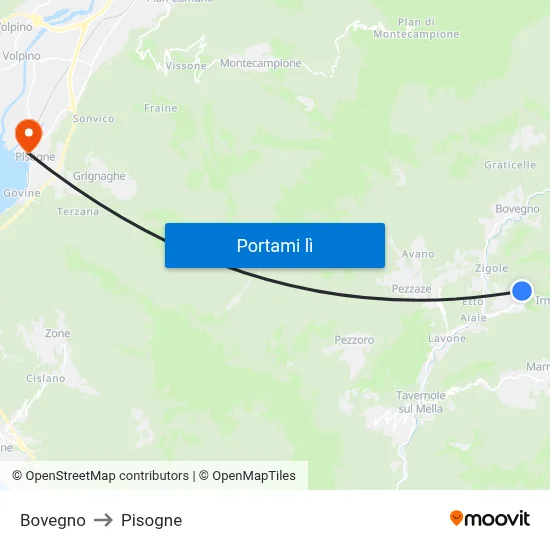 Bovegno to Pisogne map