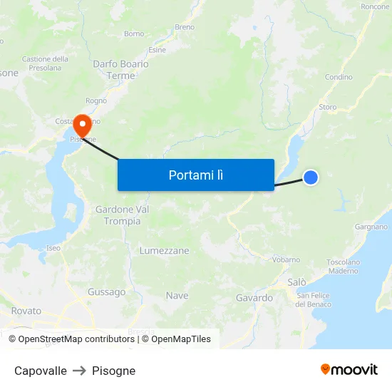 Capovalle to Pisogne map