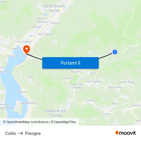 Collio to Pisogne map