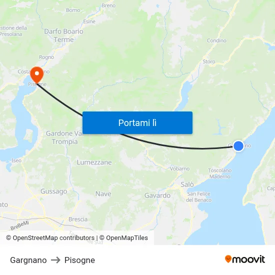 Gargnano to Pisogne map