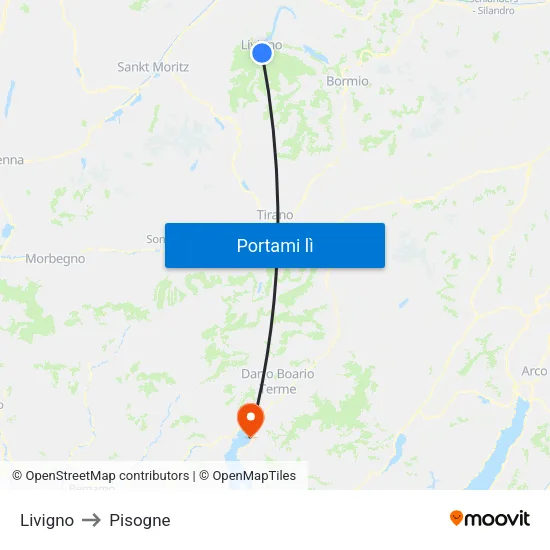 Livigno to Pisogne map