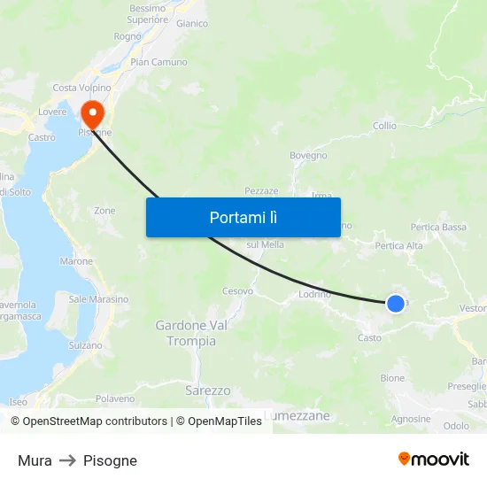 Mura to Pisogne map