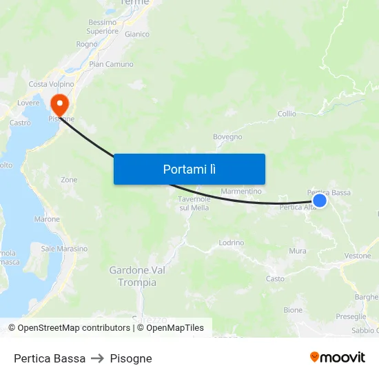 Pertica Bassa to Pisogne map