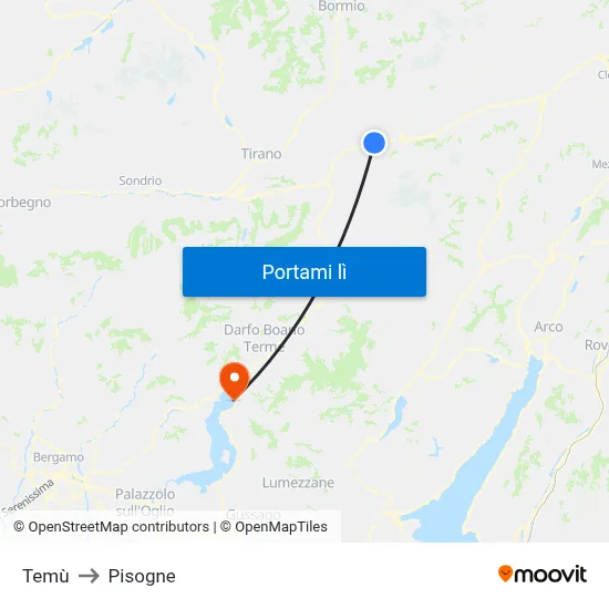 Temù to Pisogne map