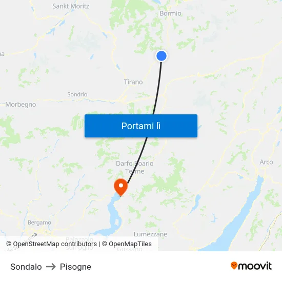 Sondalo to Pisogne map