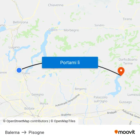 Balerna to Pisogne map