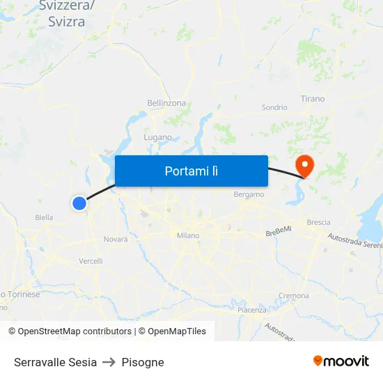 Serravalle Sesia to Pisogne map