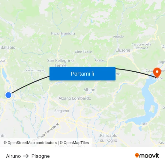 Airuno to Pisogne map