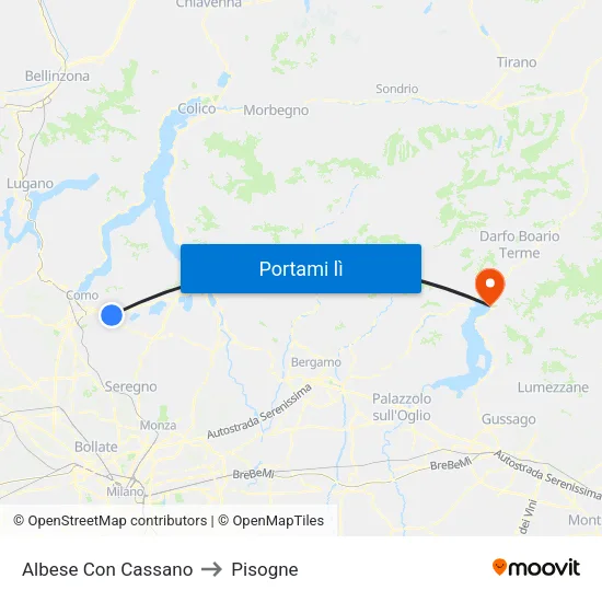 Albese Con Cassano to Pisogne map