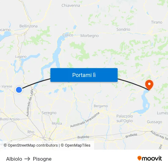 Albiolo to Pisogne map