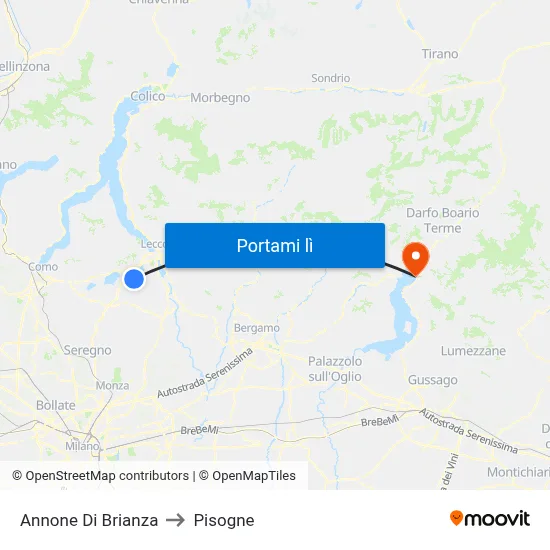 Annone Di Brianza to Pisogne map