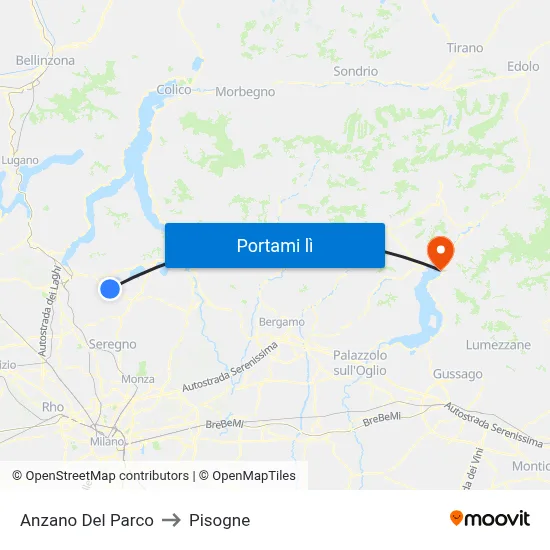 Anzano Del Parco to Pisogne map