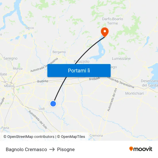 Bagnolo Cremasco to Pisogne map