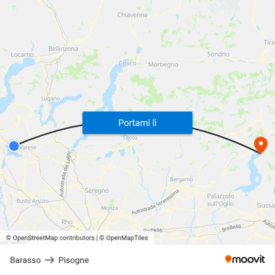 Barasso to Pisogne map