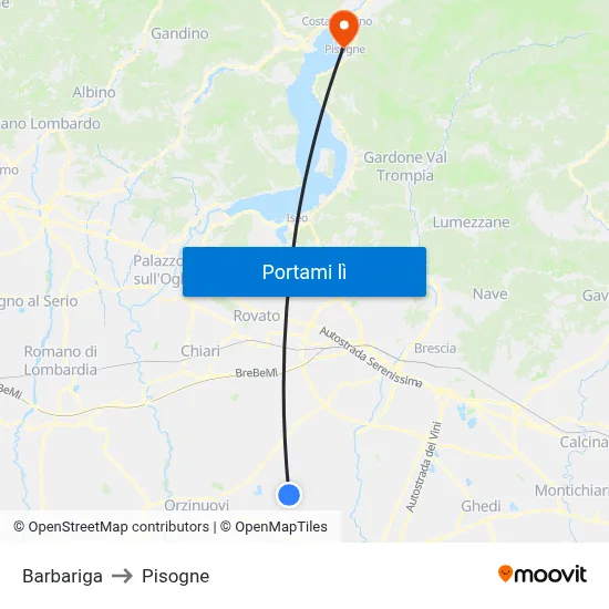 Barbariga to Pisogne map