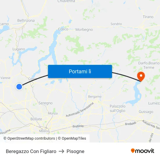 Beregazzo Con Figliaro to Pisogne map