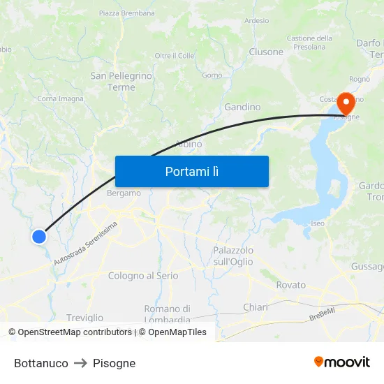 Bottanuco to Pisogne map