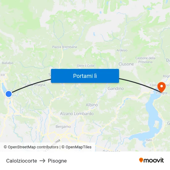 Calolziocorte to Pisogne map