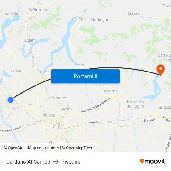 Cardano Al Campo to Pisogne map