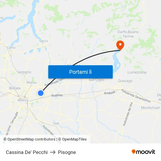 Cassina De' Pecchi to Pisogne map