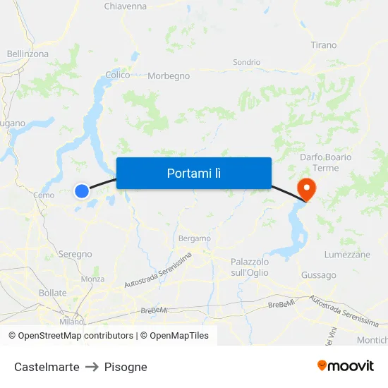 Castelmarte to Pisogne map