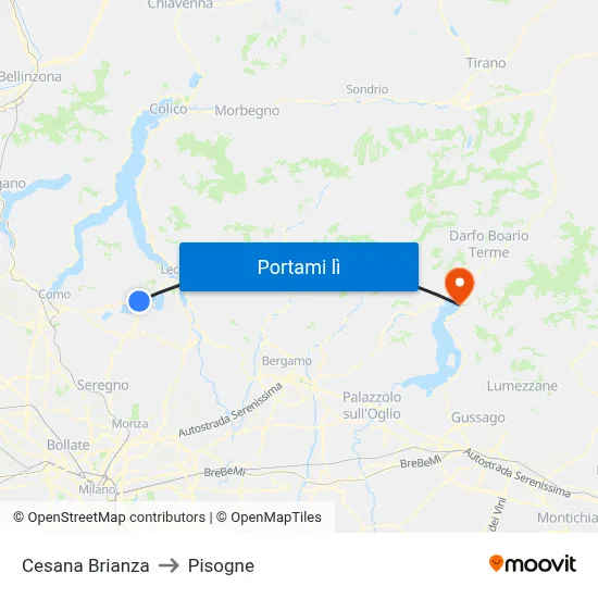 Cesana Brianza to Pisogne map