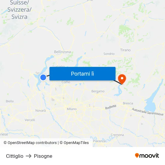 Cittiglio to Pisogne map