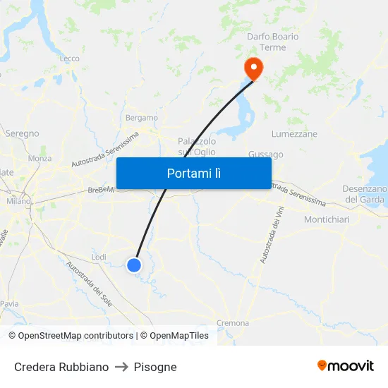Credera Rubbiano to Pisogne map