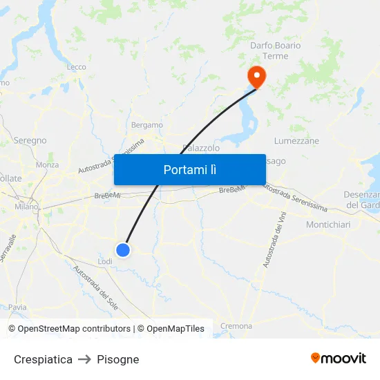 Crespiatica to Pisogne map
