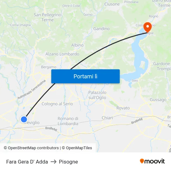 Fara Gera D' Adda to Pisogne map