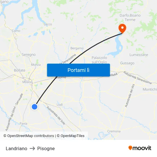 Landriano to Pisogne map
