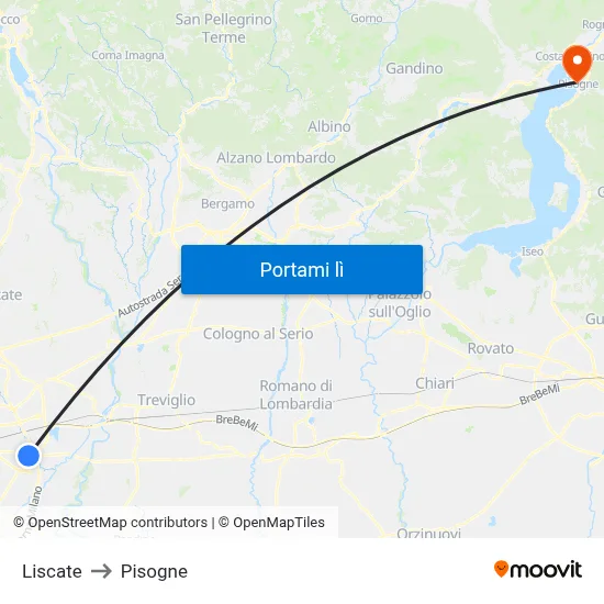 Liscate to Pisogne map