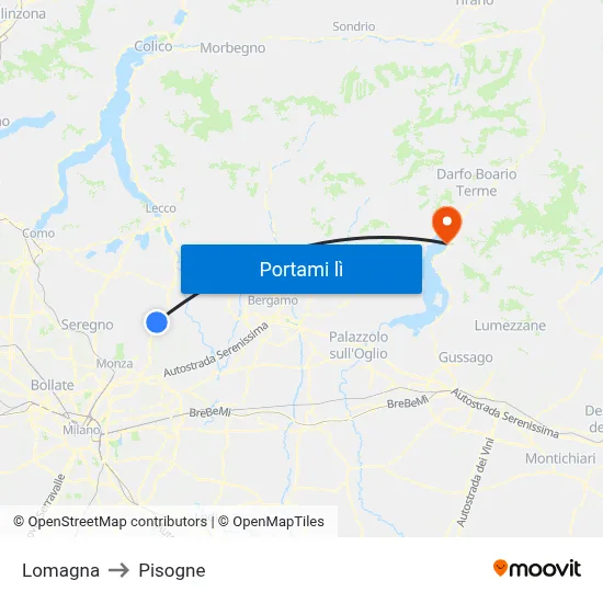 Lomagna to Pisogne map