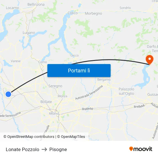 Lonate Pozzolo to Pisogne map